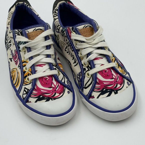 Coach Shoes Coach Barrett Poppy Scribble Sneakers White Blue